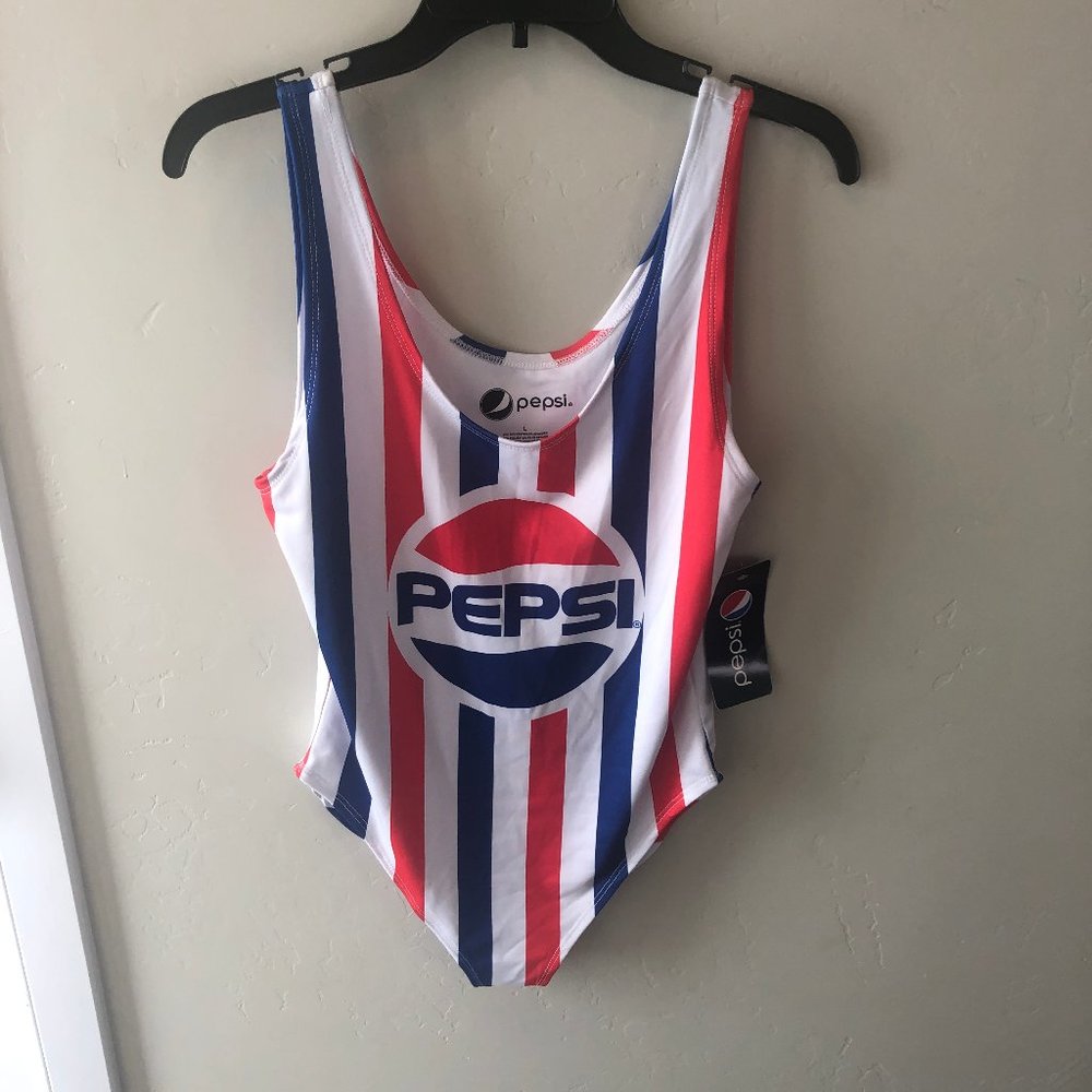 Pepsi One Piece Swimming Suit Red White Blue sz L